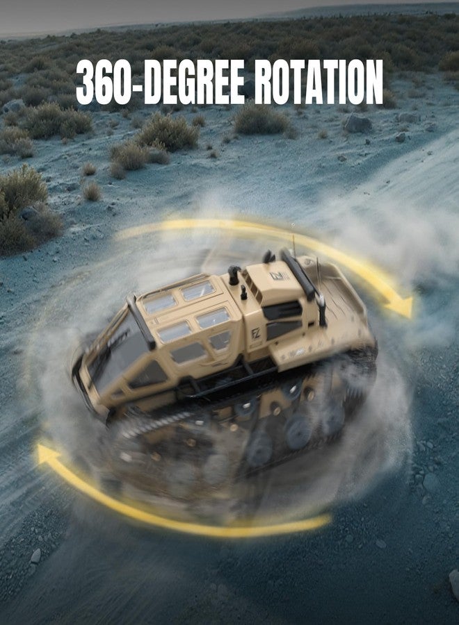 RACENT 1:16 RC Tank Remote Control Tank Off-Road RC Truck 4WD RC Crawler 360°Rotating Drifting Car with 2 Batteries - Image 5
